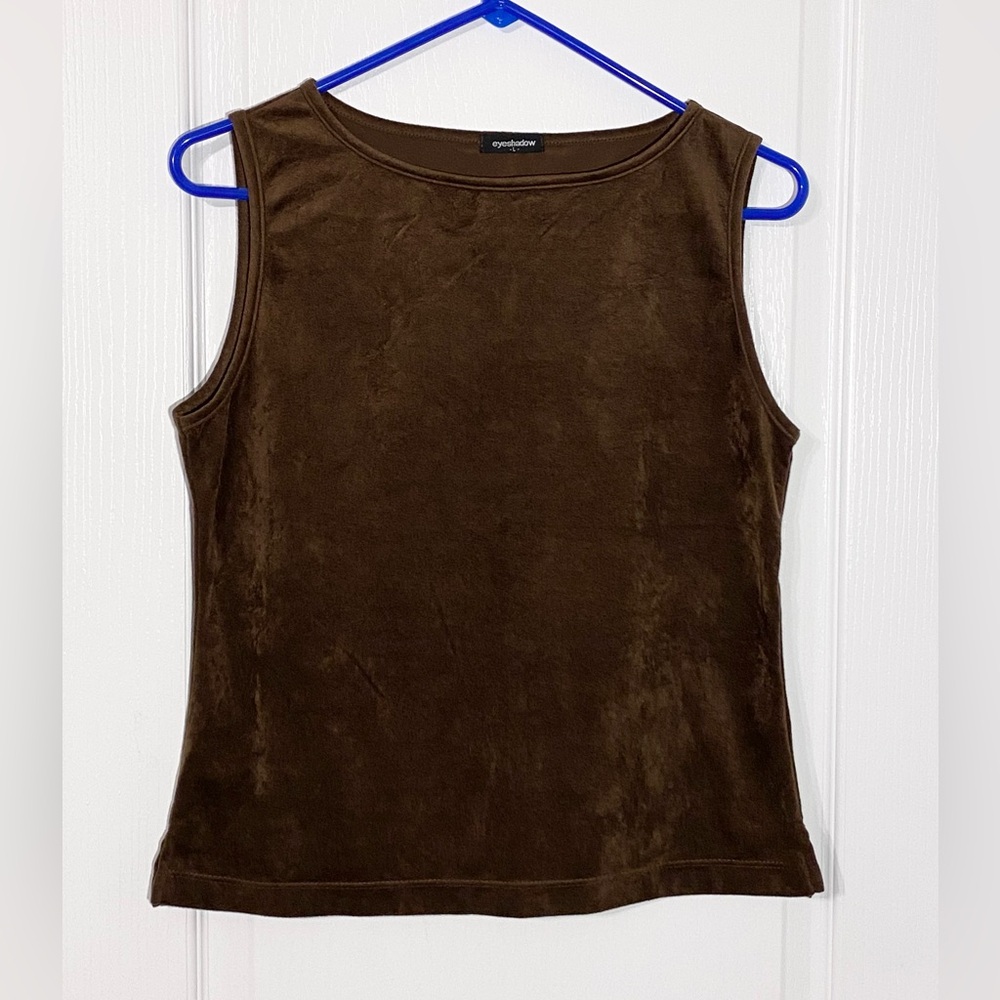 90s Eyeshadow Microsuede Cropped Tank Top Vintage Brown JR Large